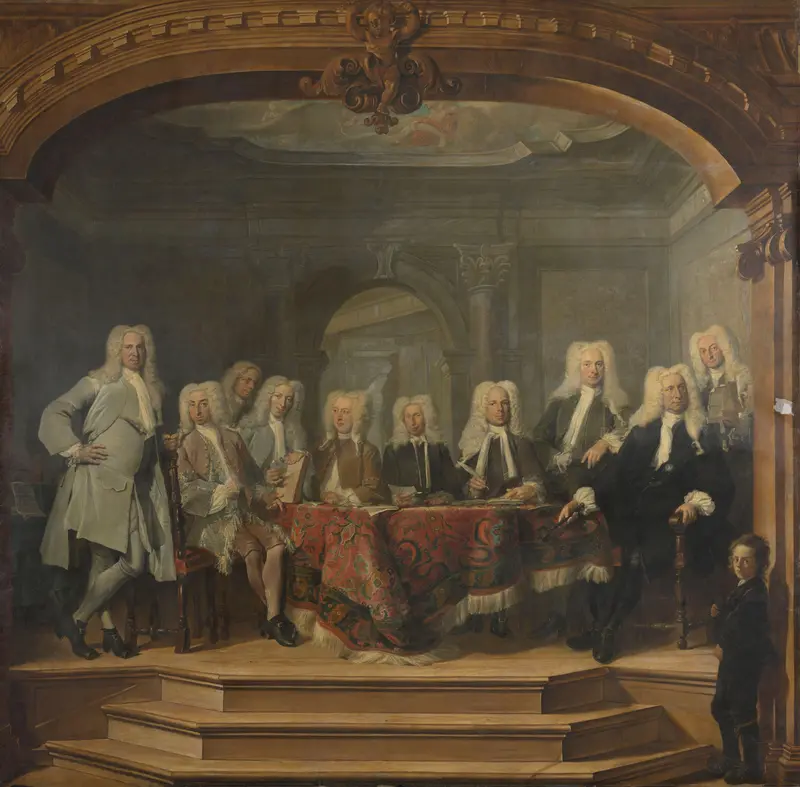 De regenten van het Aalmoezeniersweeshuis te Amsterdam, 1729 Wall Art by Cornelis Troost - High-Resolution Digital Print