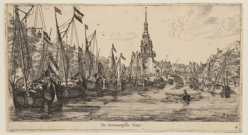 De Roowaensche Kaey, from Views of Amsterdam Wall Art by Reinier Nooms, called Zeeman - High-Resolution Digital Print