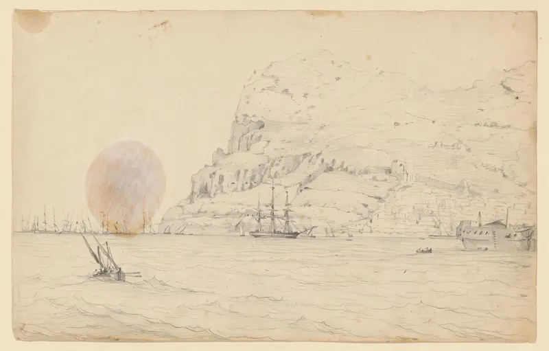 De rots van Gibraltar, vanaf een schip Wall Art by Willem Anthonie van Deventer - High-Resolution Digital Print