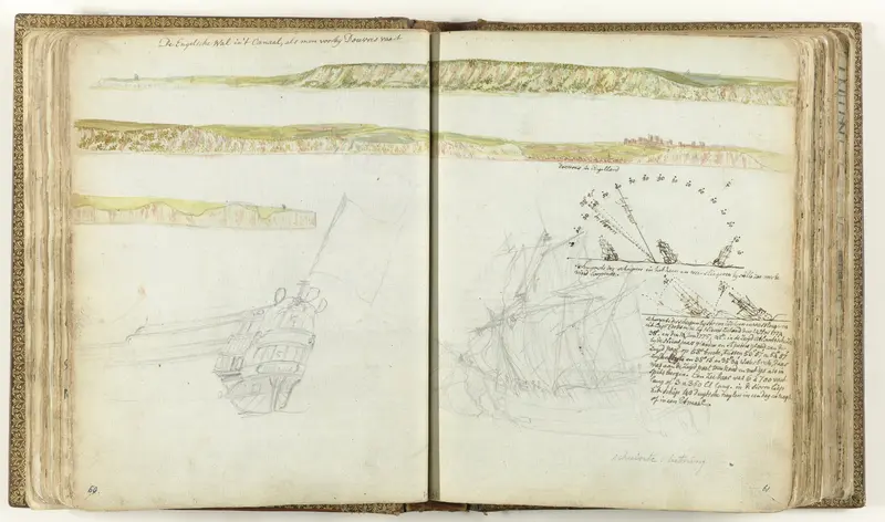 De rotsen van Dover, de spiegel van de 'Holland' en schuinliggende schepen. Wall Art by Jan Brandes - High-Resolution Digital Print