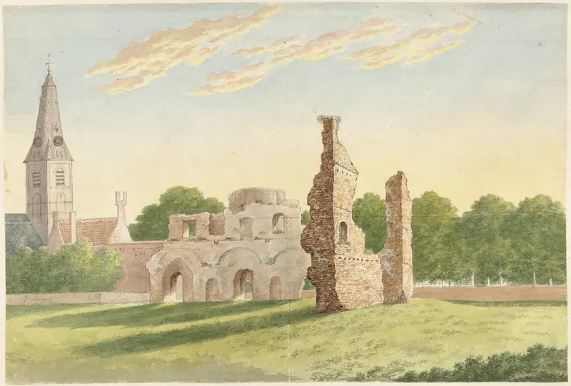 De ruïne van de Abdij van Rijnsburg Wall Art by Gerardus Johannes Verburgh - High-Resolution Digital Print