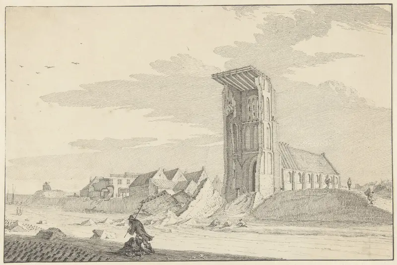 De ruïne van de toren van de kerk te Egmond Wall Art by Hendrik Spilman - High-Resolution Digital Print