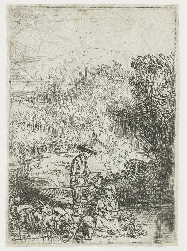 De schaapherder en zijn gezin Wall Art by Unknown - High-Resolution Digital Print