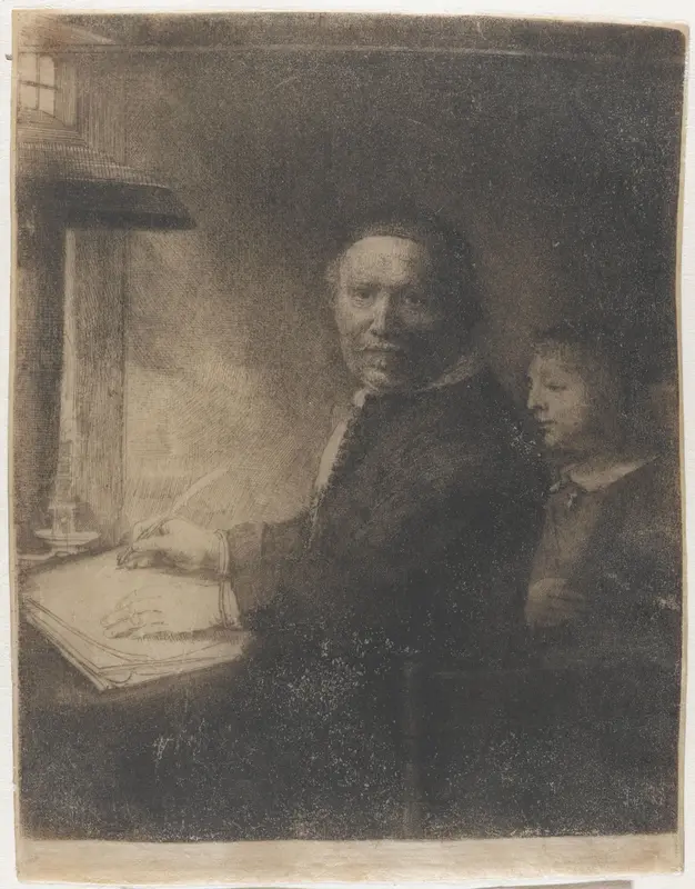 De schrijfmeester Lieven Willemsz. van Coppenol: kleine plaat Wall Art by Rembrandt van Rijn - High-Resolution Digital Print