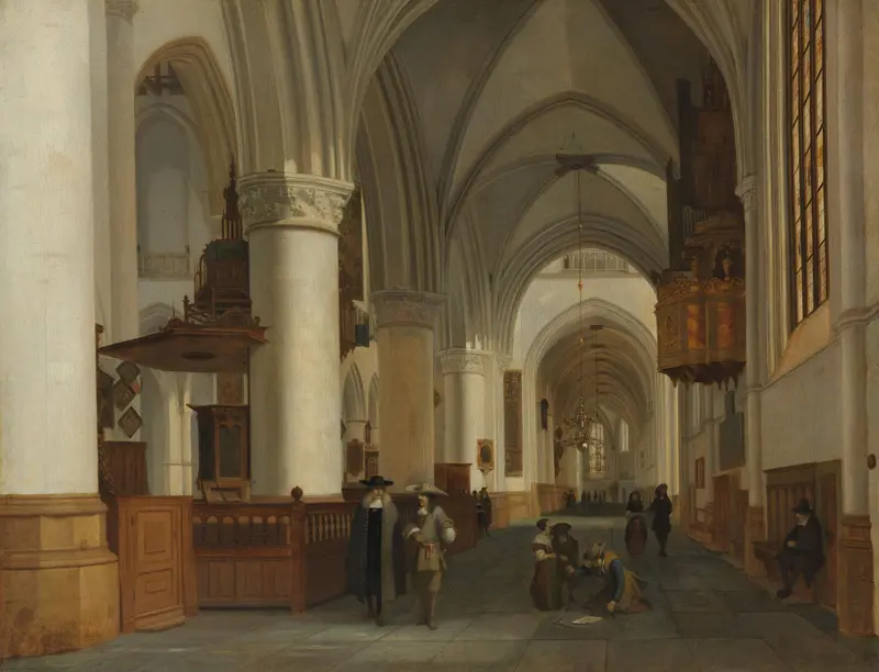 De Sint Bavokerk te Haarlem van binnen Wall Art by Job Adriaensz Berckheyde - High-Resolution Digital Print