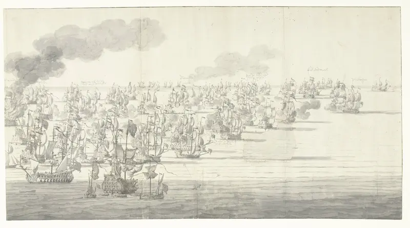 De Slag bij Solebay, 7 juni 1672, even na twee uur in de middag, gezien vanuit het noordwesten: rechterdeel Wall Art by Willem van de Velde (I) - High-Resolution Digital Print
