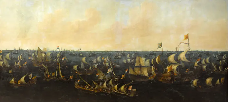 De slag op de Zuiderzee, 6 oktober 1573 Wall Art by Abraham de Verwer - High-Resolution Digital Print