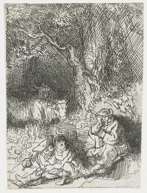 De slapende herder Wall Art by Rembrandt van Rijn - High-Resolution Digital Print