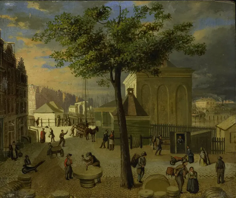 De Slijpsteenmarkt met het gebouw 'Het Zeerecht' te Amsterdam Wall Art by anonymous - High-Resolution Digital Print
