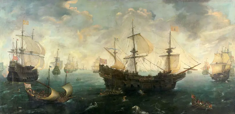 De Spaanse Armada voor de Engelse kust Wall Art by Unknown - High-Resolution Digital Print