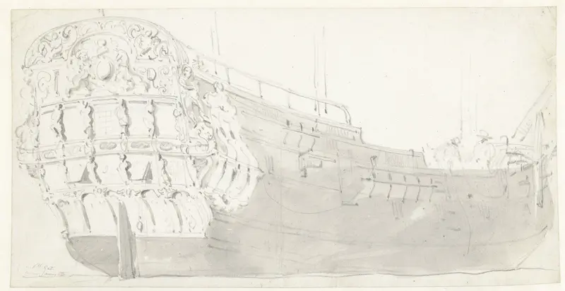 De spiegel van het Engelse schip James Wall Art by Willem van de Velde (II) - High-Resolution Digital Print