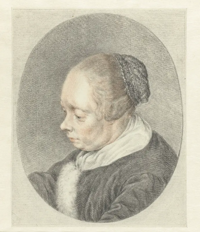 De Spinster (detail van het hoofd van de vrouw) Wall Art by Abraham Delfos - High-Resolution Digital Print