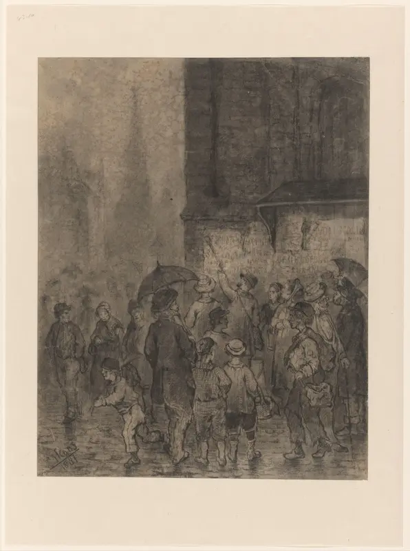 De stadsaanplakker, te Amsterdam bij regen Wall Art by Cornelis Stephanus Roos - High-Resolution Digital Print