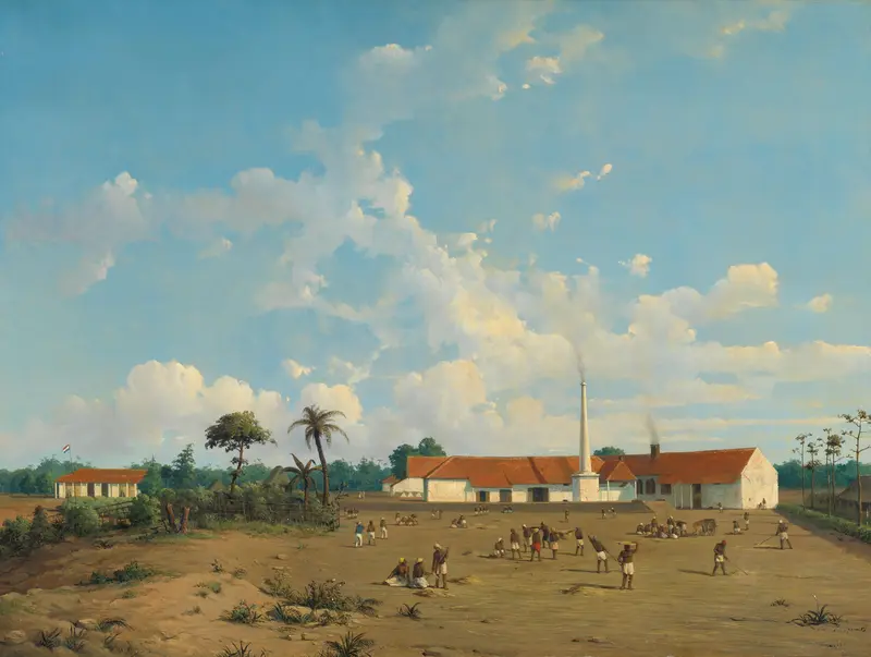 De suikerfabriek Kemanglen bij Tegal op Java Wall Art by Abraham Salm - High-Resolution Digital Print