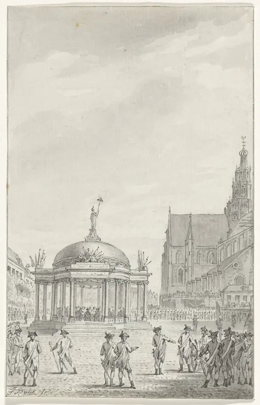 De Tempel op de Grote Markt te Haarlem ter gelegenheid van de beëdiging van het Regeringsreglement, 5 september 1787 Wall Art by Unknown - High-Resolution Digital Print