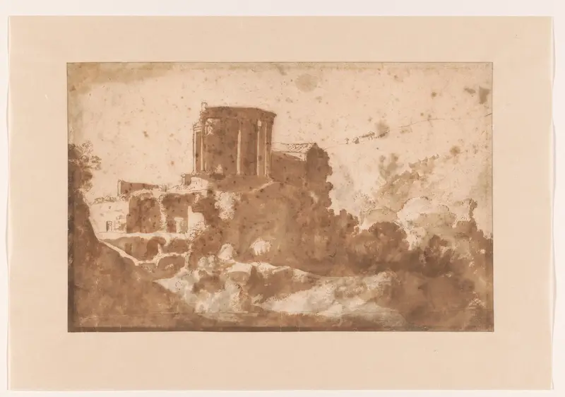 De tempel van de Sibylle te Tivoli Wall Art by Cornelis van Poelenburch - High-Resolution Digital Print