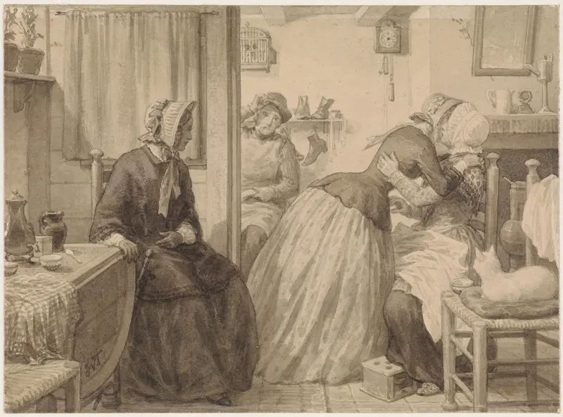 De terugkeer van Klaasje Zevenster bij haar moeder Wall Art by Unknown - High-Resolution Digital Print