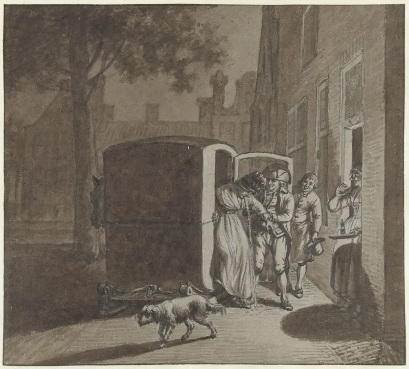 De thuiskomst van twee leden van de vriendenkring Wall Art by Jacob Cats (1741-1799) - High-Resolution Digital Print