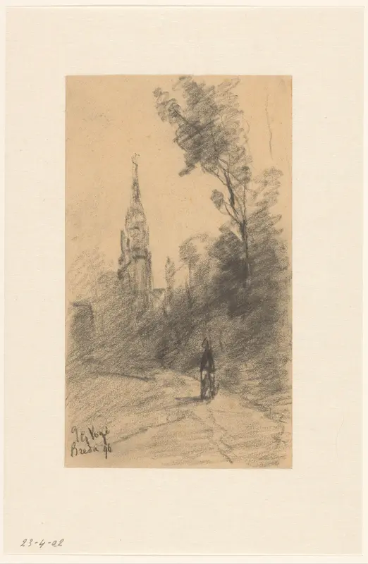 De toren van Breda tussen de bomen Wall Art by Unknown - High-Resolution Digital Print