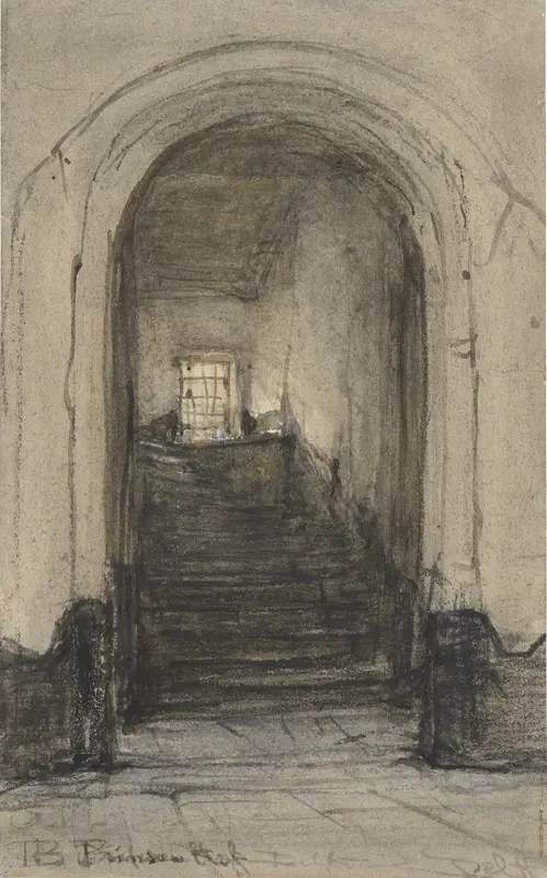 De trap in het Prinsenhof te Delft, waar prins Willem I werd vermoord in 1584 Wall Art by Unknown - High-Resolution Digital Print