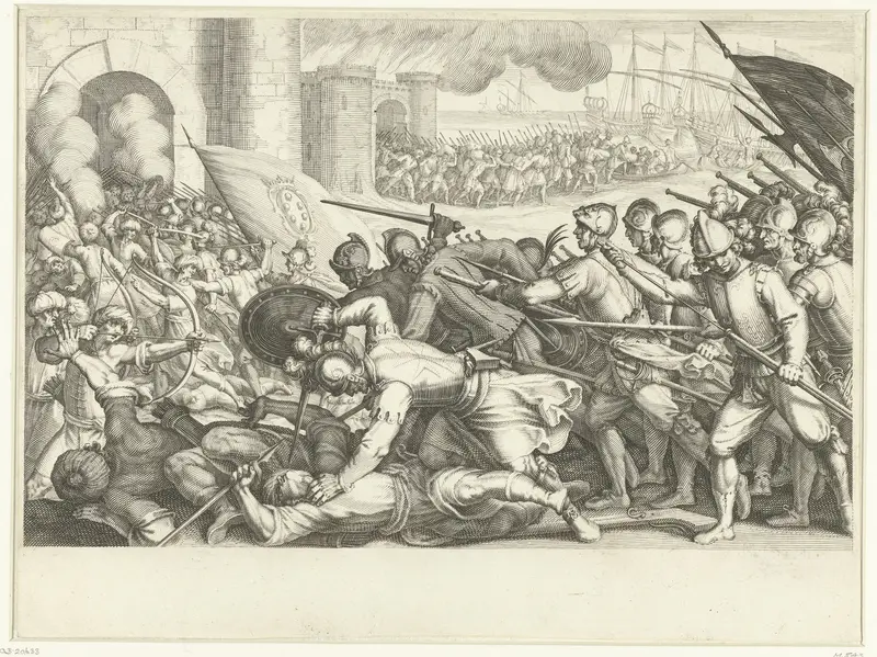 De troepen van Ferdinando I de' Medici bestormen een stadspoort Wall Art by Jacques Callot - High-Resolution Digital Print