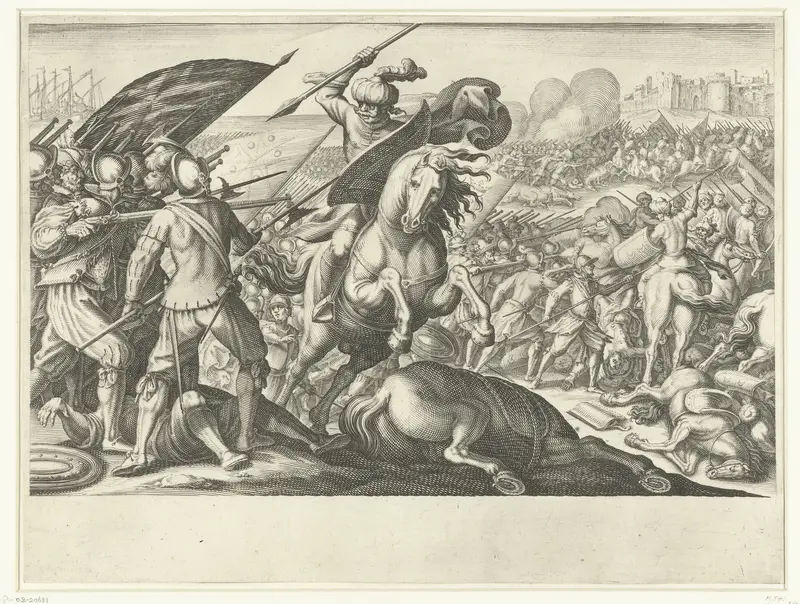 De troepen van Ferdinando I de' Medici winnen de strijd tegen de Turkse cavalerie Wall Art by Jacques Callot - High-Resolution Digital Print