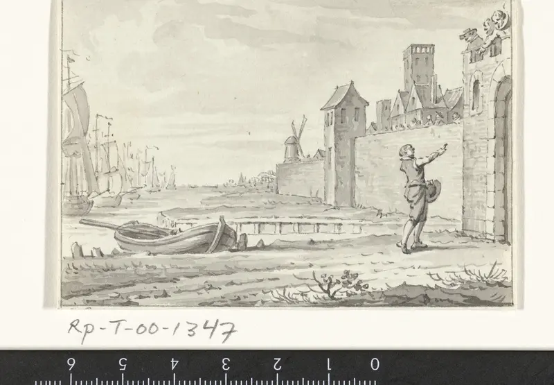 De veerman Jan Pietersz. Koppelstok toont de ring van Treslong bij de onderhandelingen voor de stadsmuur van Den Briel, 1572 Wall Art by Jacobus Buys - High-Resolution Digital Print