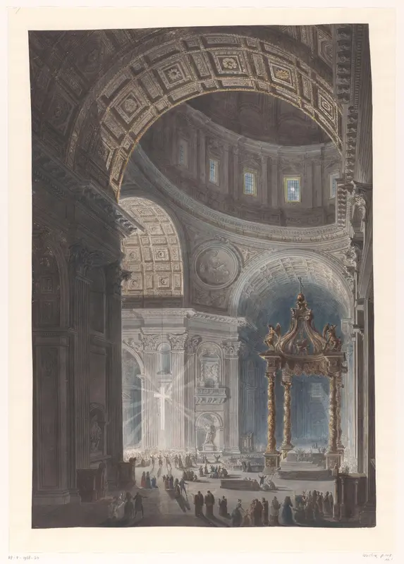 De verlichting van het kruis in de Sint-Pieter in Rome Wall Art by Louis Jean Desprez - High-Resolution Digital Print