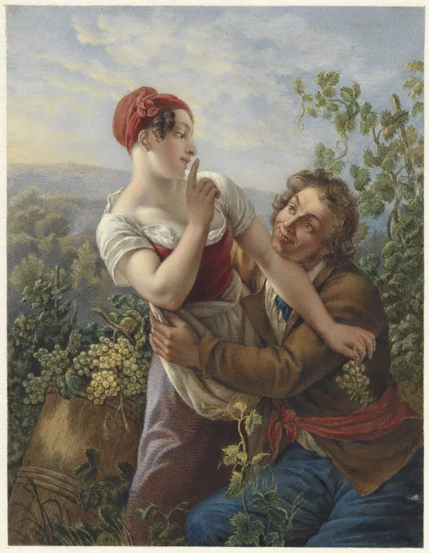 De verliefde wijngaardenier Wall Art by Johan Heinrich Neuman - High-Resolution Digital Print