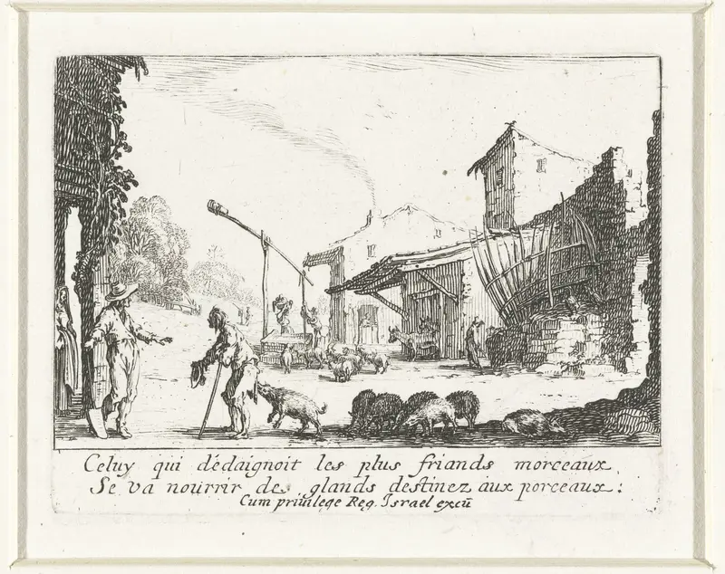 De verloren zoon als zwijnenhoeder Wall Art by Jacques Callot - High-Resolution Digital Print