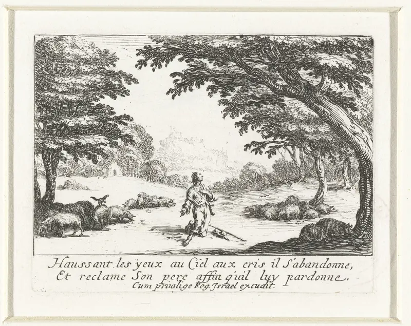 De verloren zoon bidt om vergeving van zijn zonden Wall Art by Jacques Callot - High-Resolution Digital Print