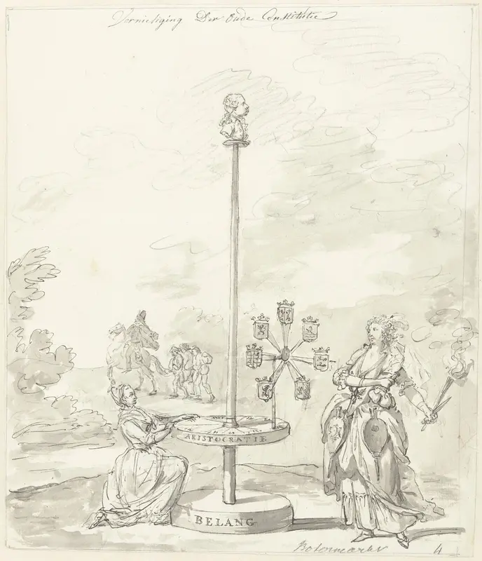 De Vernietiging van de Oude Constitutie, decoratie op de Botermarkt, 1795 Wall Art by anonymous - High-Resolution Digital Print