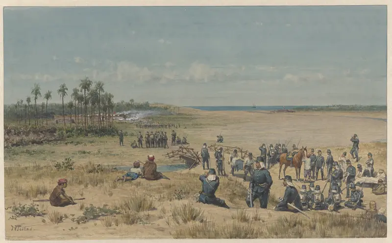 De verovering van Toemoelit tijdens de expeditie van Samalangan, 26 augustus 1877 Wall Art by Willem de Famars Testas - High-Resolution Digital Print