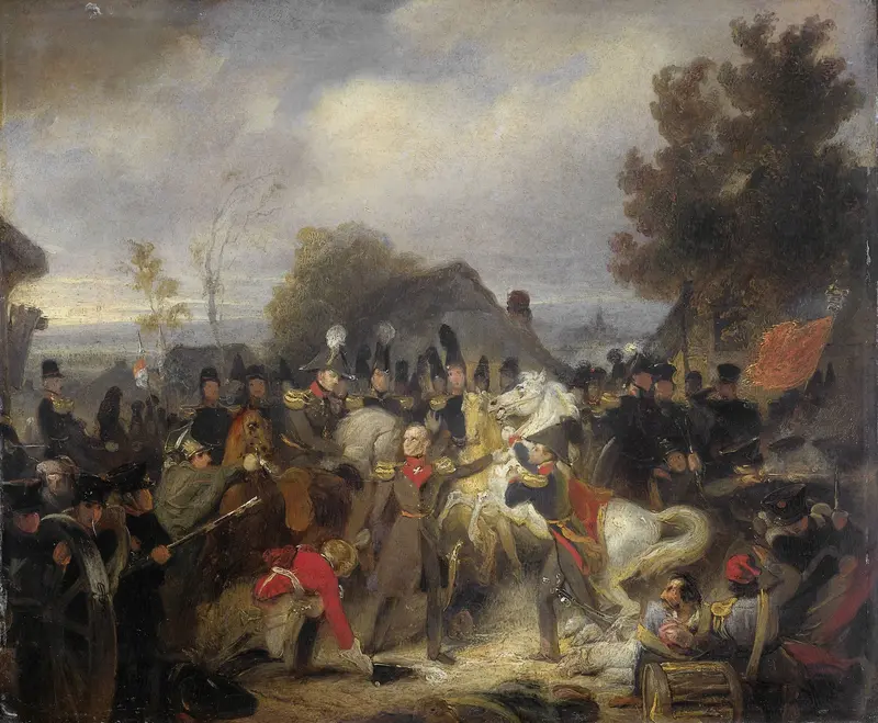 De vervanging van het gewonde paard van de prins van Oranje tijdens het gevecht bij Boutersem Wall Art by Cornelis Kruseman - High-Resolution Digital Print