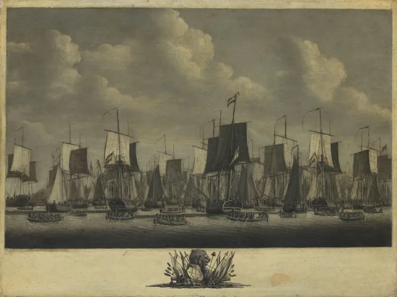 De vloot verlaat de haven van Vlissingen, 1804 Wall Art by Jacob Schwartzenbach - High-Resolution Digital Print