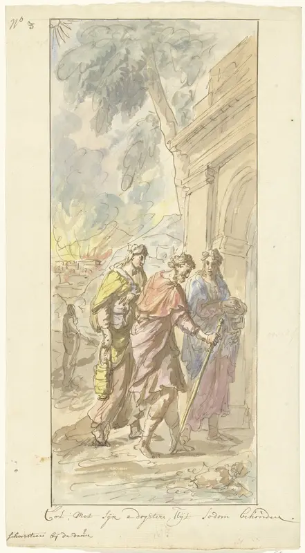 De vlucht van Lot en zijn dochters uit Sodom Wall Art by Elias van Nijmegen - High-Resolution Digital Print