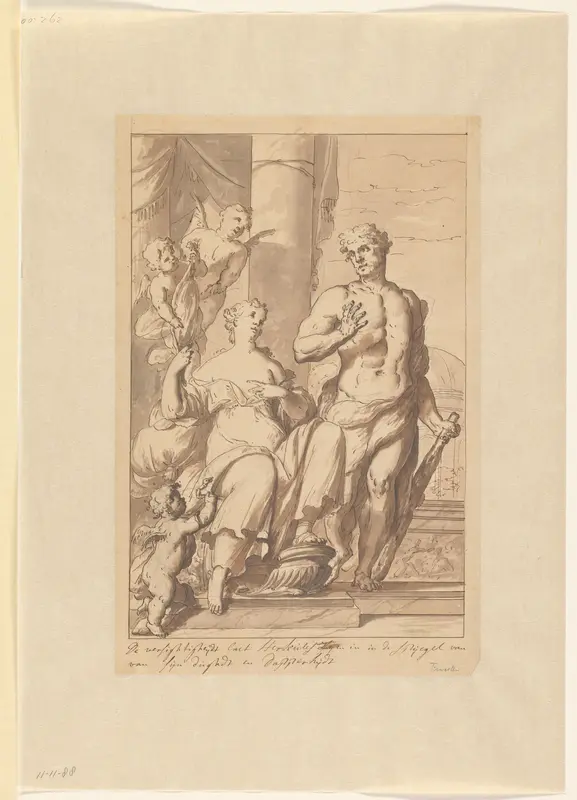 De Voorzichtigheid toont Hercules de spiegel der deugd en moed Wall Art by Mattheus Terwesten - High-Resolution Digital Print