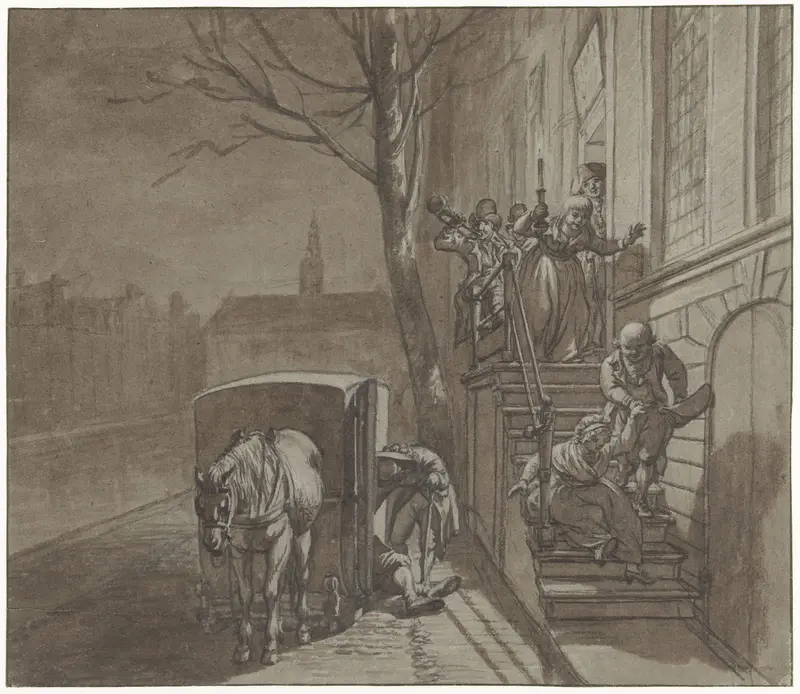 De vrienden vertrekken van het huis van Haazel Wall Art by Jacob Cats (1741-1799) - High-Resolution Digital Print