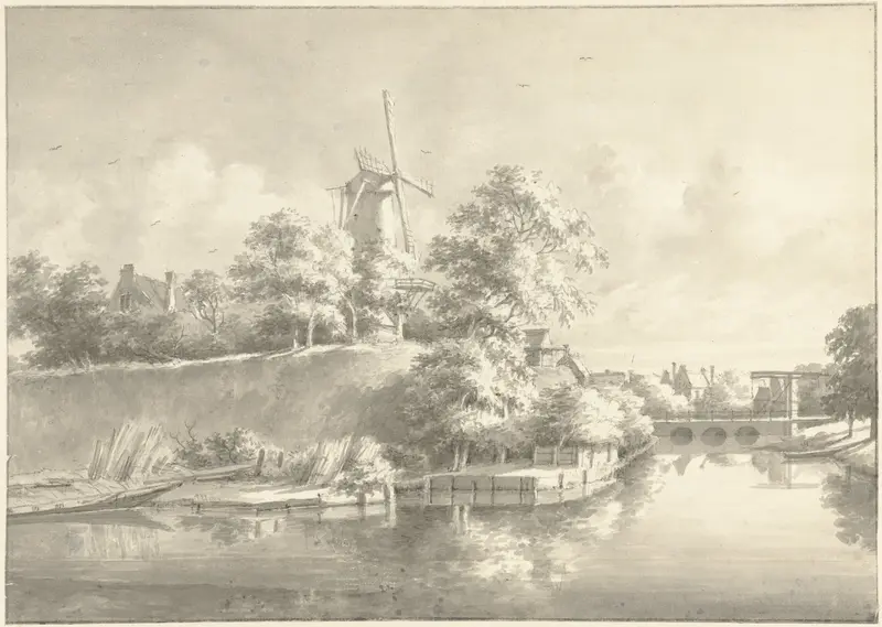 De Wal te Utrecht, kijkend op de Tolsteegpoort Wall Art by Daniël Kerkhoff - High-Resolution Digital Print