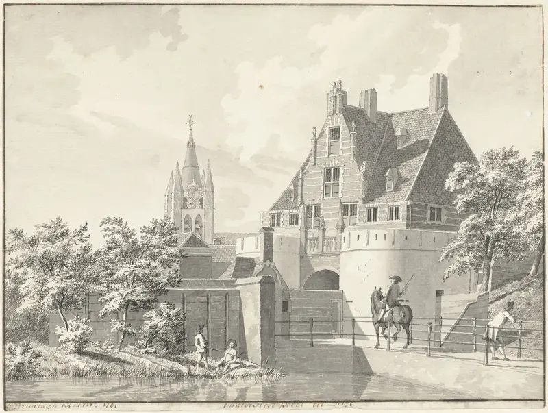 De Waterslootse Poort te Delft Wall Art by Gerrit Toorenburgh - High-Resolution Digital Print