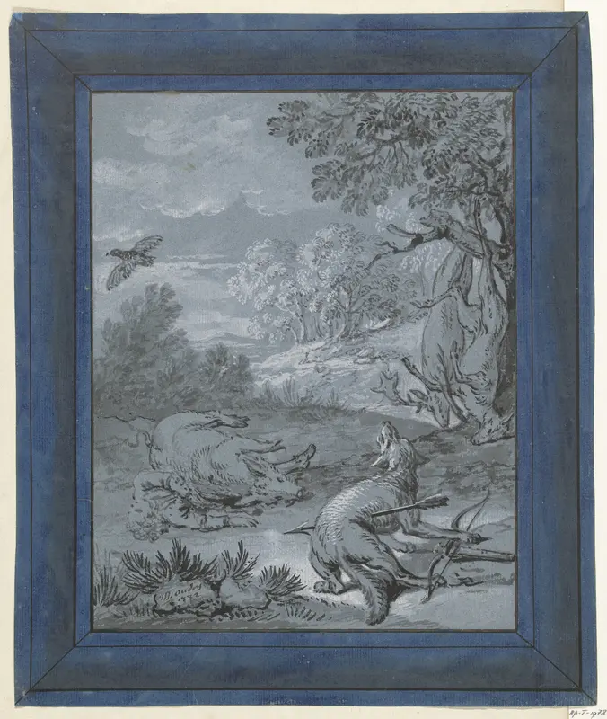 De wolf en de jager / Le Loup et le Chasseur Wall Art by Jean-Baptiste Oudry - High-Resolution Digital Print