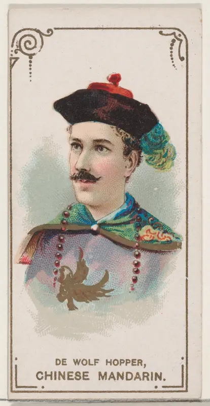 De Wolf Hopper Dressed as Chinese Mandarin, from the set Actors and Actresses, Second Series (N71) for Duke brand cigarettes Wall Art by W. Duke, Sons & Co. - High-Resolution Digital Print