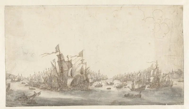 De zeeslag bij Duins Wall Art by Abraham de Verwer - High-Resolution Digital Print