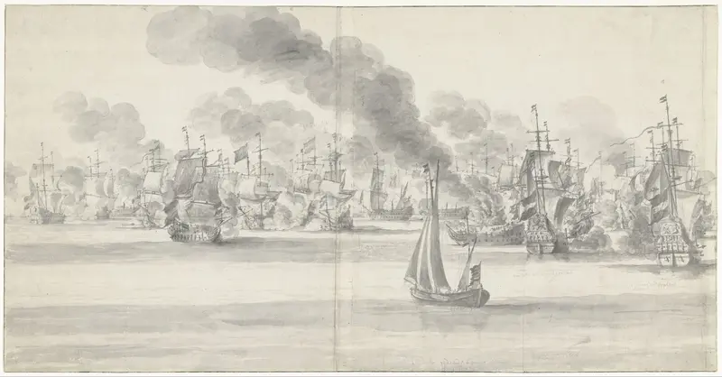 De Zeeslag voor Katwijk (linkerblad), 1653 Wall Art by Unknown - High-Resolution Digital Print