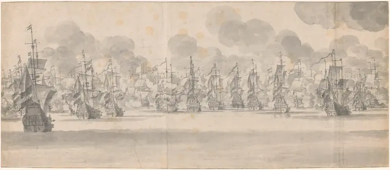 De Zeeslag voor Katwijk (middenblad), 1653 Wall Art by Unknown - High-Resolution Digital Print
