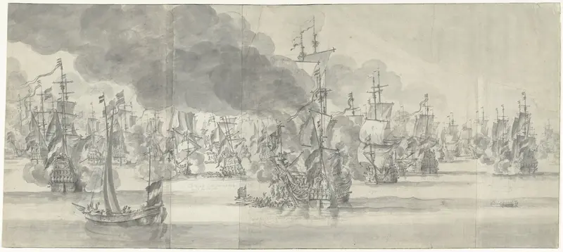 De Zeeslag voor Katwijk (rechterblad), 1653 Wall Art by Unknown - High-Resolution Digital Print