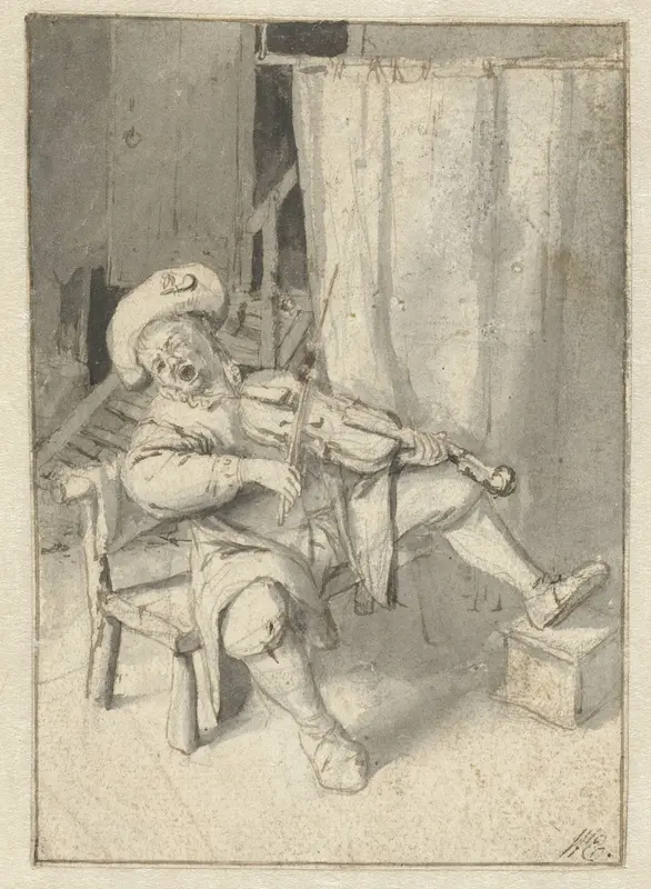 De zingende vioolspeler Wall Art by Unknown - High-Resolution Digital Print