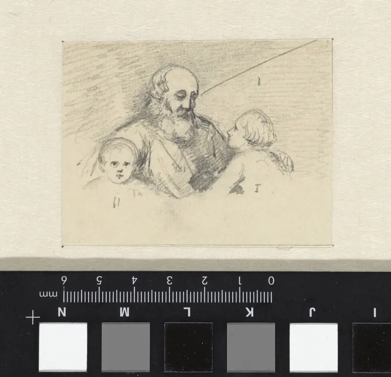 De zittende grijsaard Wall Art by Christiaan Wilhelmus Moorrees - High-Resolution Digital Print
