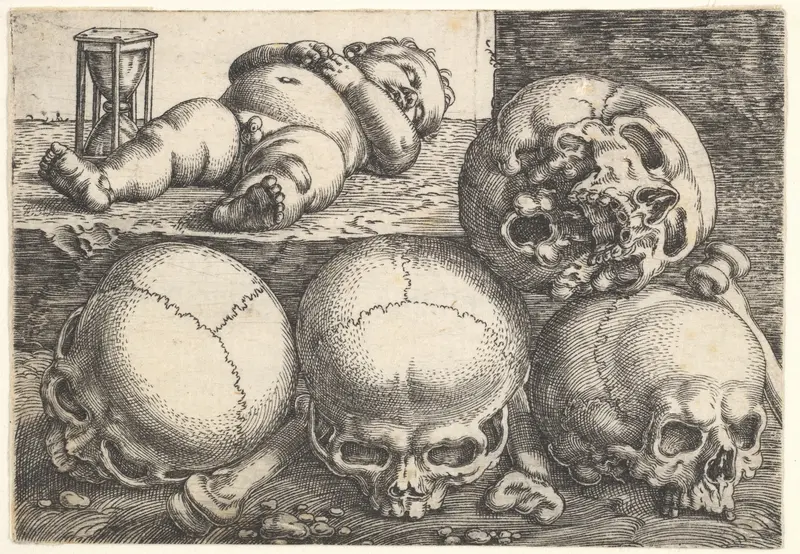 Dead Child with Four Skulls Wall Art by Barthel Beham - High-Resolution Digital Print