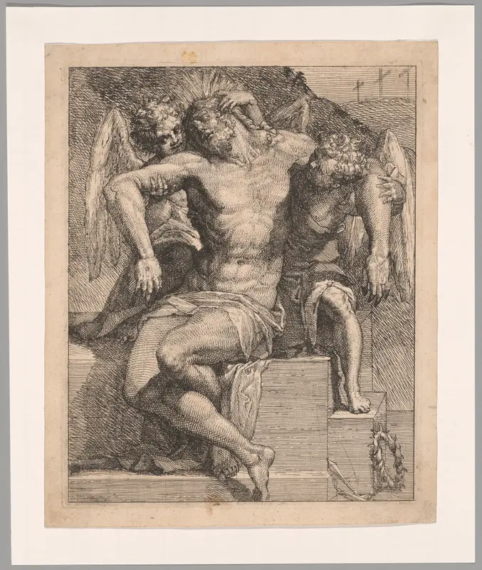 Dead Christ Held by Angels Wall Art by Orazio Samacchini - High-Resolution Digital Print